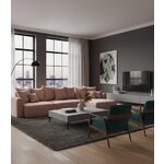 Розовый U-образный диван-кровать с полкой (bari u) комфорт