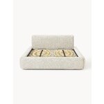 Light Beige Upholstered Bed (Melva) 180x200