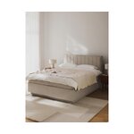 Šviesiai smėlio spalvos kontinentinė lova su daiktadėže (Livia) 180x200