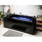 Черная гидромассажная ванна со светодиодной подсветкой (монтего)