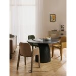 Black Round Solid Wood Dining Table (Nelly) D=120