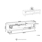 Valkoinen TV-taso (pemborke), jossa kosmeettisia vikoja.