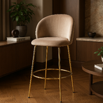 Gray-gold velvet bar stool (luisa)