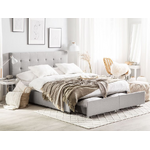 Šviesiai pilka labai didelė lova su saugykla (la rochelle) 180x200