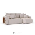 Šviesiai rožinė L formos sofa-lova su lentyna (Solero L) Komfort