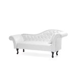 White artificial leather chaise lounge sofa in latte box, intact