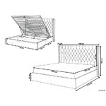 Beige velvet king size bed with storage box lubbon (160x200cm) intact