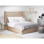 Beige velvet king size bed with storage box lubbon (160x200cm) intact
