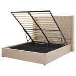 Beige velvet king size bed with storage box lubbon (160x200cm) intact