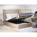 Beige velvet king size bed with storage box lubbon (160x200cm) intact