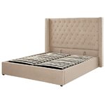Beige velvet king size bed with storage box lubbon (160x200cm) intact
